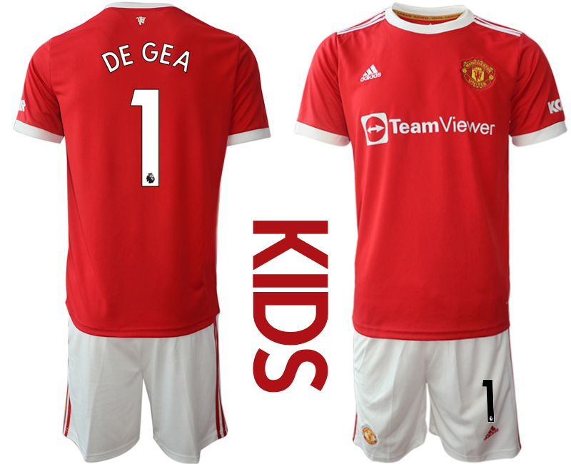 Youth 2021-2022 Club Manchester United home red #1 Soccer Jersey->youth soccer jersey->Youth Jersey